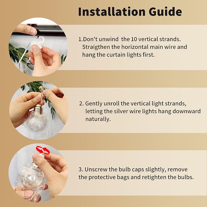 YOLIGHT Wishing Ball Curtain Lights 200 LED Window Curtain String Lights - Image 9