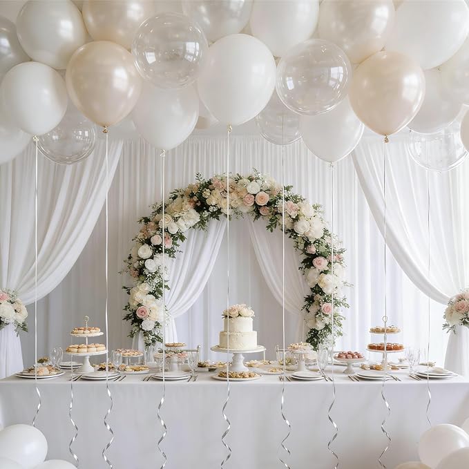160Pcs 12 Inch White Pearl White Clear Latex Balloons Kit, Bride Balloons Arch - Image 7