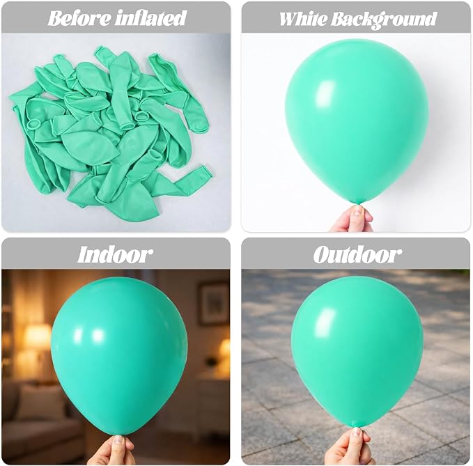 Voircoloria 66pcs Teal Blue Turquoise Blue Latex Party Balloons, 12inch | - Image 3