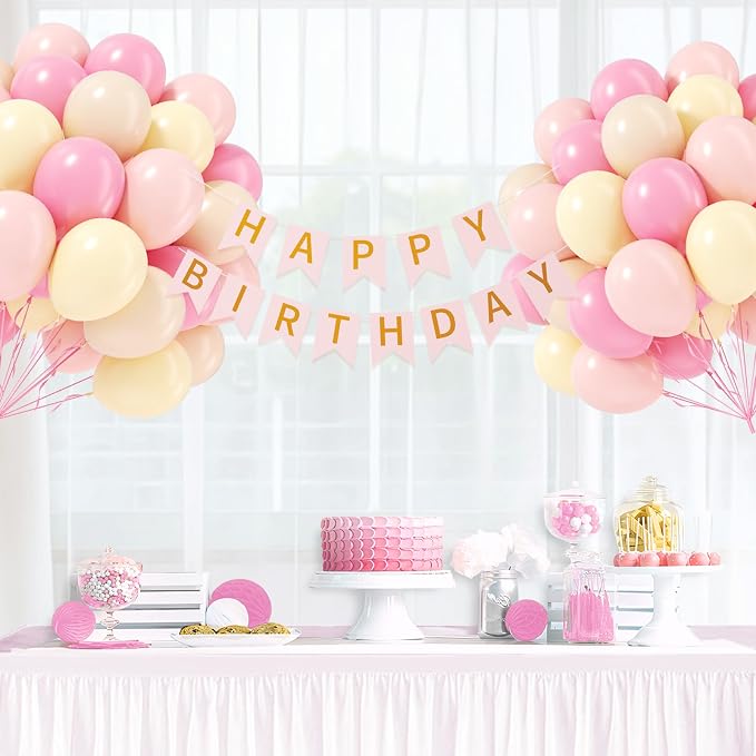 60pcs Pink and Yellow Balloons 12inch, - Image 8