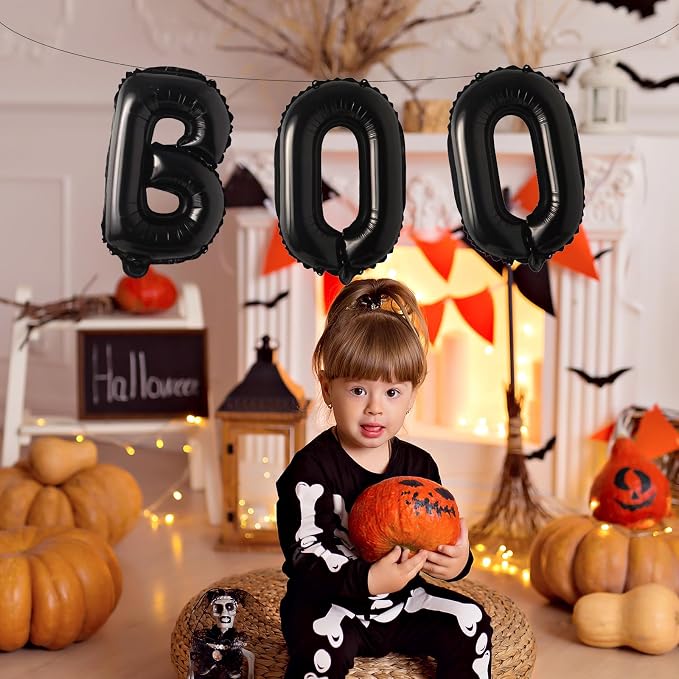 16 Inches Black 'BOO' Balloons - Image 6