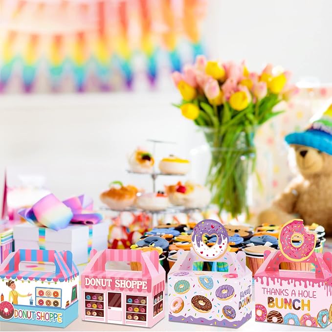 12 Pack Donut Party Favor Boxes Two Sweet Candy Treat Bags Cute Donut Goodie - Image 6