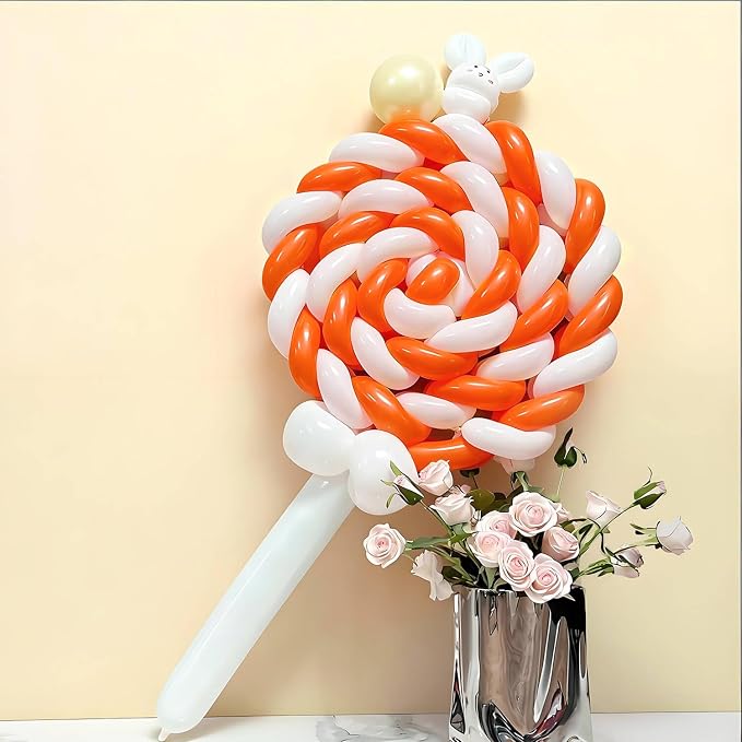 260 Orange Long Balloons for Balloon Garland Thickening Skinny Latex Twisting - Image 7