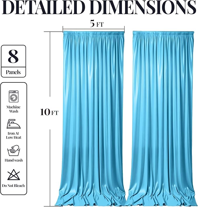 40x10ft Sky Blue Glitter Backdrop Curtain - Image 9