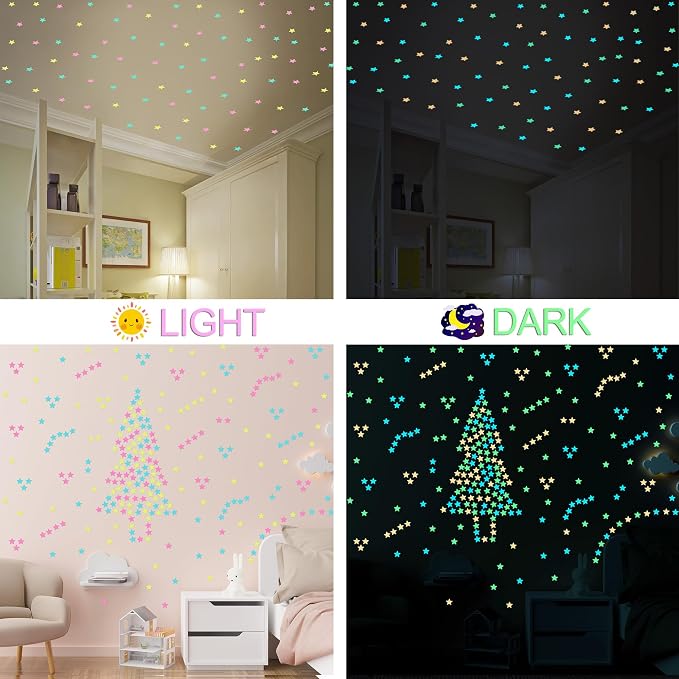 AM AMAONM 200pcs Glow in The Dark Luminous Stars Fluorescent Noctilucent - Image 7