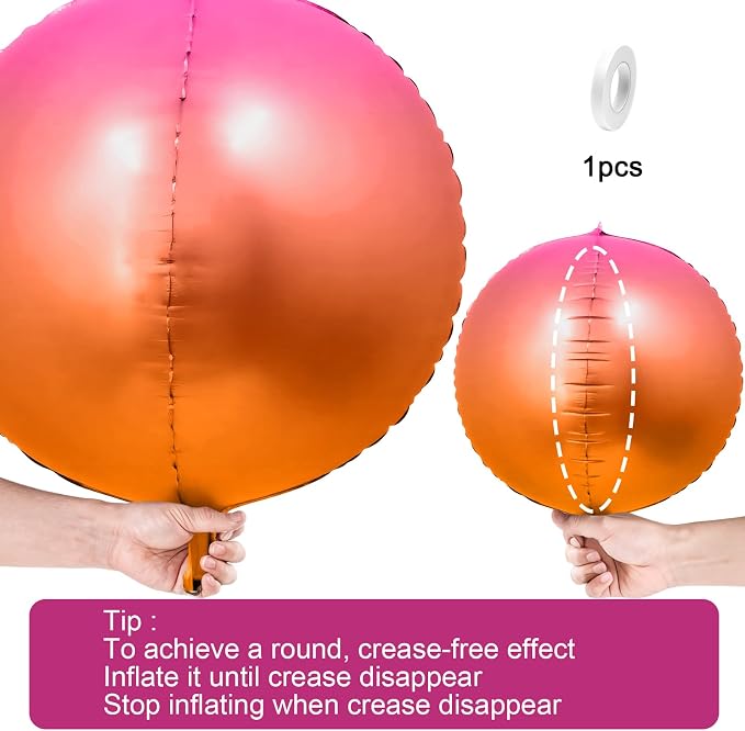 6Pcs Gradient Orange Round Foil Balloons, Metallic Orange Mylar Balloon - Image 9