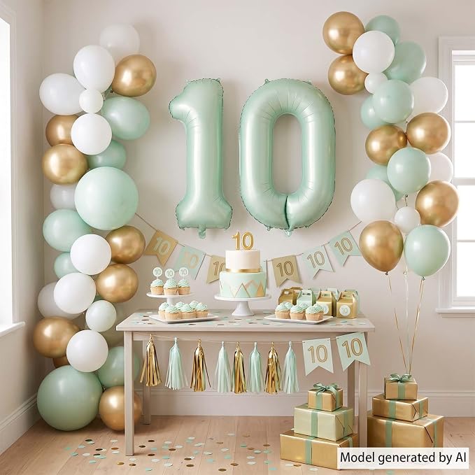 Olive Green Number 10 Balloon 40 Inch, Backdrop - Image 7