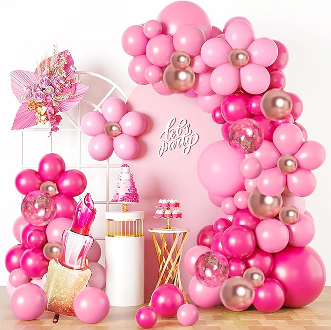 CANREVEL 125Pcs Pink Balloon Garland Arch Kit, Hot Pink Metallic Rose Gold - Image 7