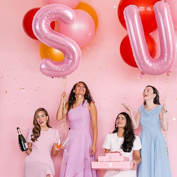 TONIFUL 40 Inch Large Pink Letter S Balloons Giant Foil Mylar Alphabet Balloon - Image 6