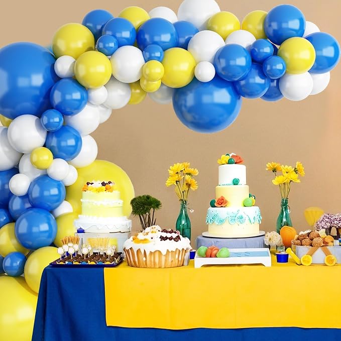 124PCS Blue Yellow White Balloon Garland Arch Kit, 18 12 5 inch Matte Blue - Image 7