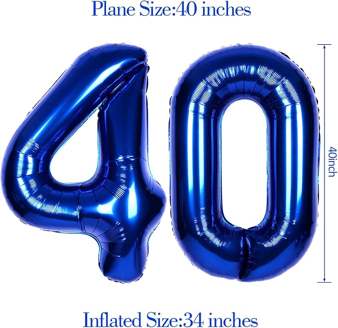 40 Inch Navy Blue Big Number 40 Balloon 0-9 Large Helium | Royal Blue Balloons - Image 6