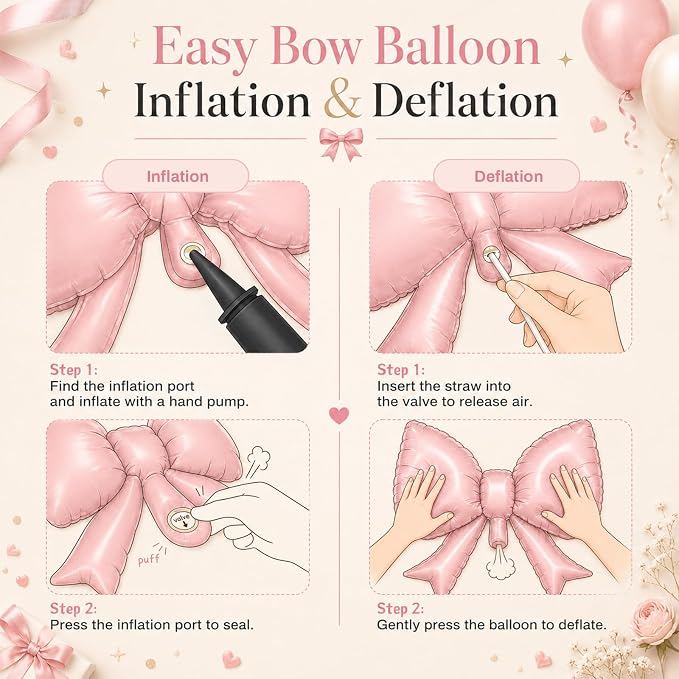 40 Inch Cream Number 1 with Pink Bow Balloon - Image 8