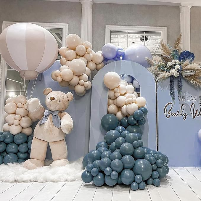 PartyWoo Slate Blue Balloons 100pcs Navy Dusty Blue Boho Neutral Color | - Image 8