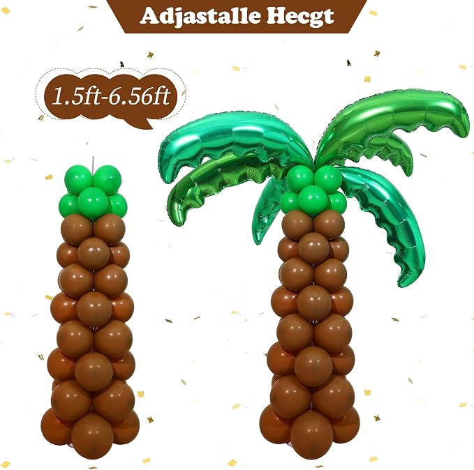 2 Sets Palm Tree Balloon Column Kit, Tropical Green Tan Balloon Tower - Image 7