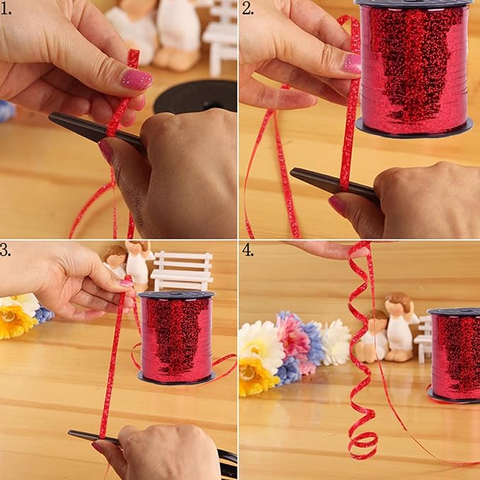 500 Yards Red Crimped Curling Ribbon Shiny Metallic Balloon Curling String-Gift - Image 6