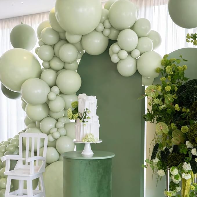 Awenztech 122pcs Sage Green Latex Balloons in 18 12 10 5 inches | Wedding - Image 8
