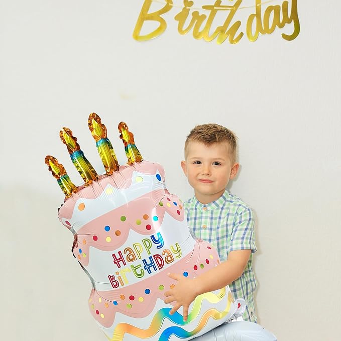 35" Pink Self-Standing Happy Birthday Mylar Balloons 2pk | birthday cake balloon - Image 5
