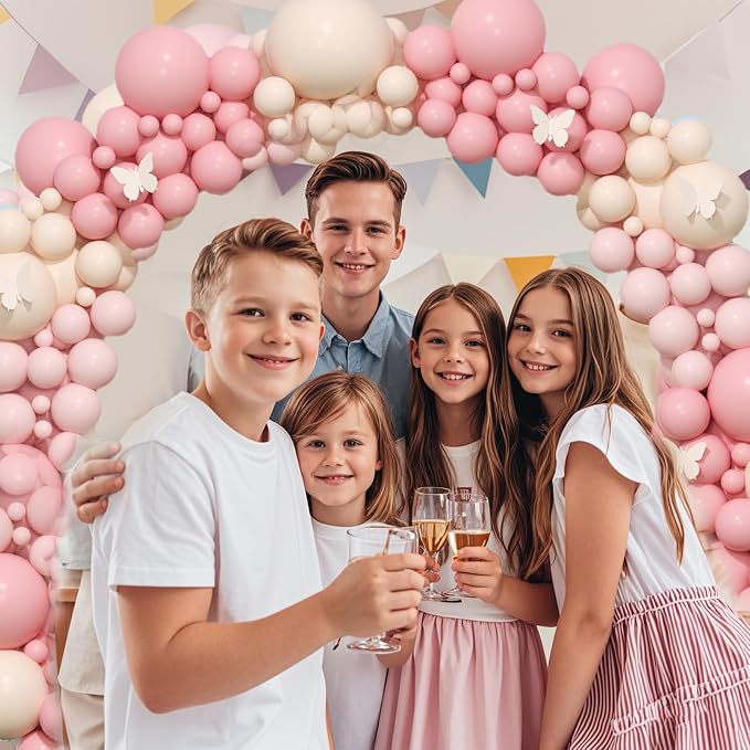 412Pcs Pink Balloon Arch Garland Kit, 18 12 10 5 Inch Pink White Balloon Arch - Image 7