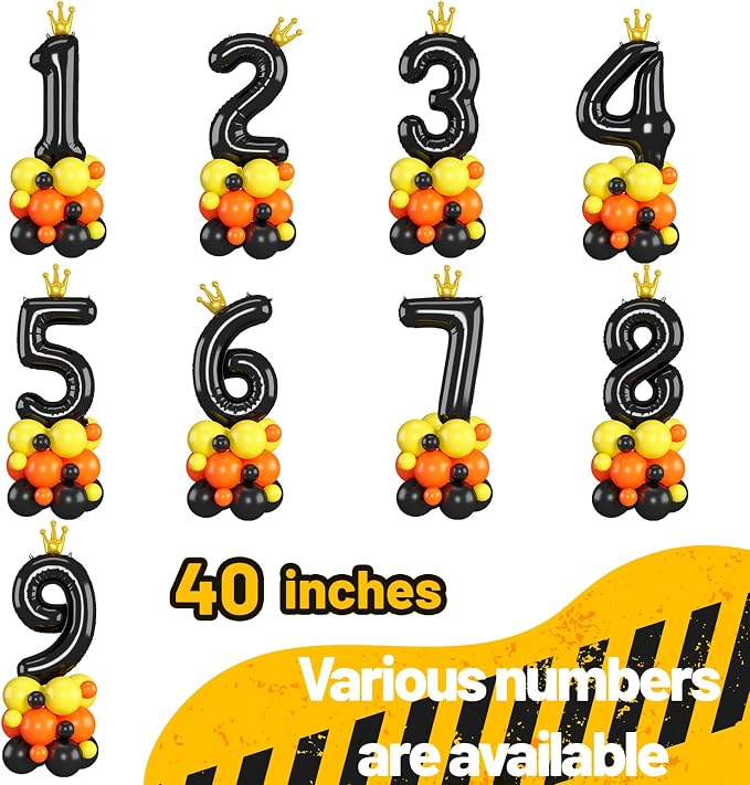 Black Number 3 Balloon 40 Inch Construction Number Three Foil Balloons Tower - Image 7