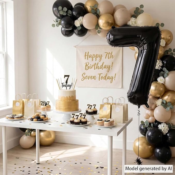 Black Number 7 Balloon 40 Inch, Foil Digit - Image 7