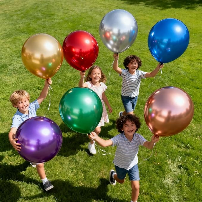 35 Pack Metallic Balloons 18 Inch Chrome Shiny Assorted Colors Latex Rainbow 7 - Image 7