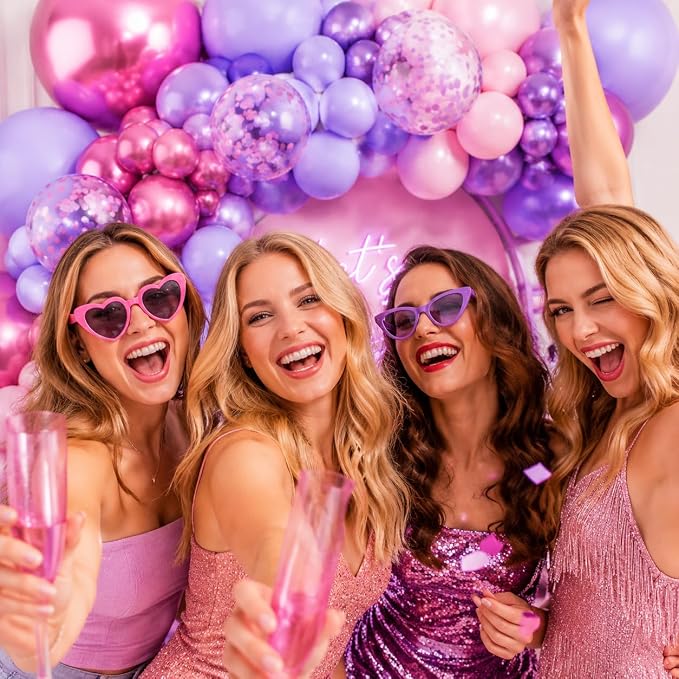 174Pcs Pink and Purple Balloons Garland Arch Kit -18 12 10 5 Inch Different - Image 7