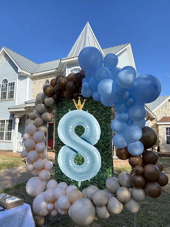 Number 8 Foil Balloon with Crown, 40-Inch Light Blue | Light blue number 8 foil - Image 4