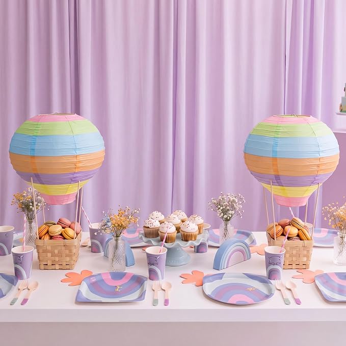 Meooeck 8 Sets Multicolor Hot Air Balloons Decorations Baby Shower Table - Image 7
