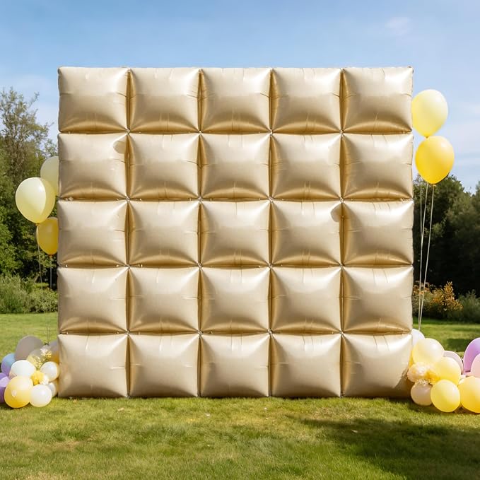 NISOCY 25PCS Beige Sand White Square Foil Balloons Wall Backdrop | Double Sided - Image 8