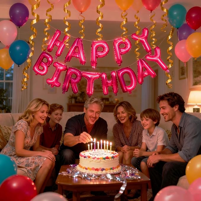 16" Happy Birthday Foil Letter Balloons Banner Set | Alphabet Balloons - Image 6