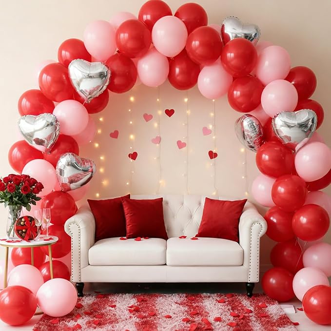 RUBFAC Red Balloons Different Sizes Red Balloon Arch Kit 154pcs | Premium Latex - Image 8