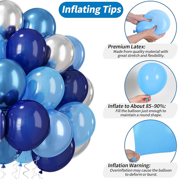 Blue and Silver Balloons, Fathers Day Graduation Balloons Pearl Royal Navy Blue - Image 6