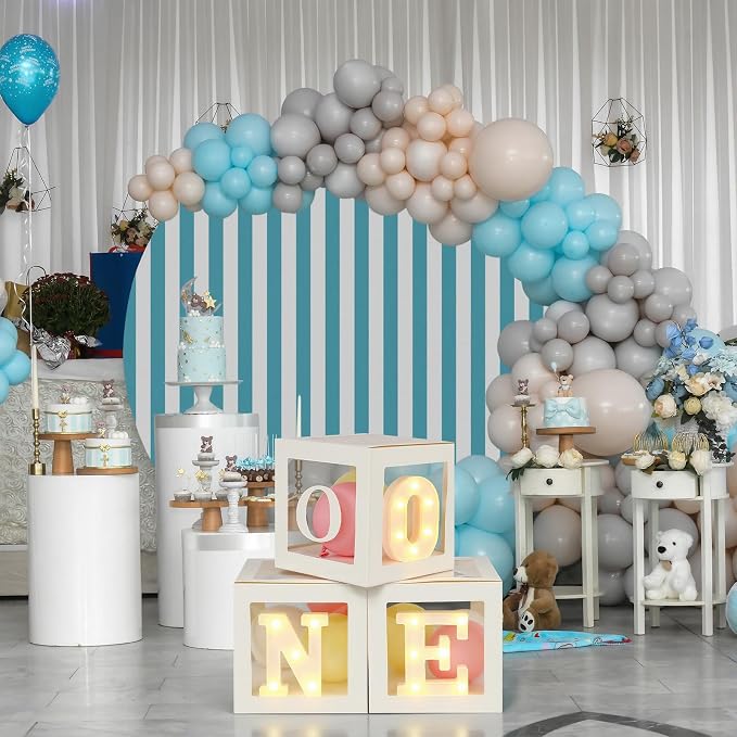 One Balloon Boxes with O, E Light up Letters Three White Transparent Square - Image 6