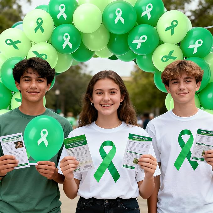 100 Pcs Mental Health Awareness Month Decorations, 12 Inch Green Ribbon Latex - Image 7