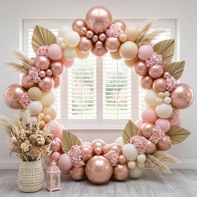 RUBFAC 135pcs Rose Gold Balloons Different Sizes 18 12 10 5 Inches, Latex - Image 8