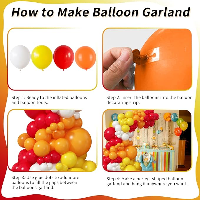 BBQ Balloon Garland Arch Kit Hot Dog Red Yellow Orange Latex Balloons - Image 7