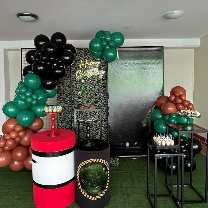 Green and Brown Balloons, 12 Inch Metallic Avocado Dark Green Khaki Black - Image 6