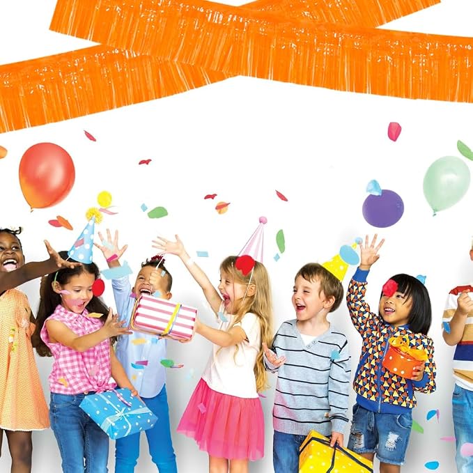 BEISHIDA Orange Fringe Garland Banner 3Pack 30ft Wall Tinsel Foil Streamers | - Image 6
