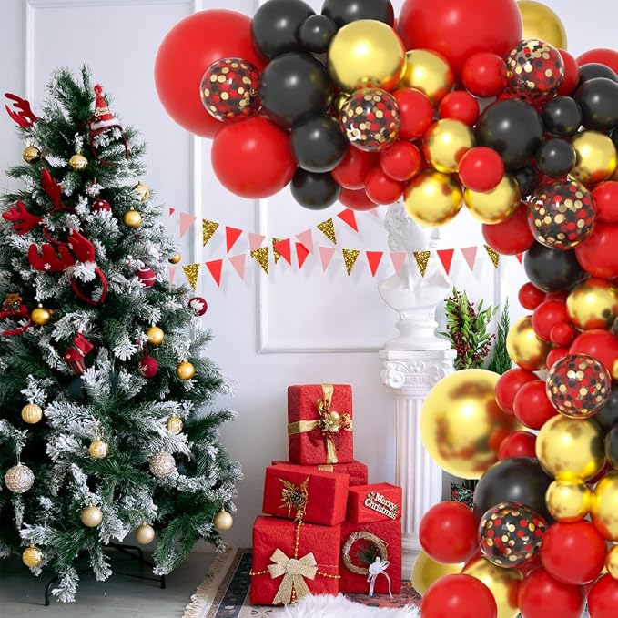 Red Black Gold Balloon Garland Arch Kit - Image 9