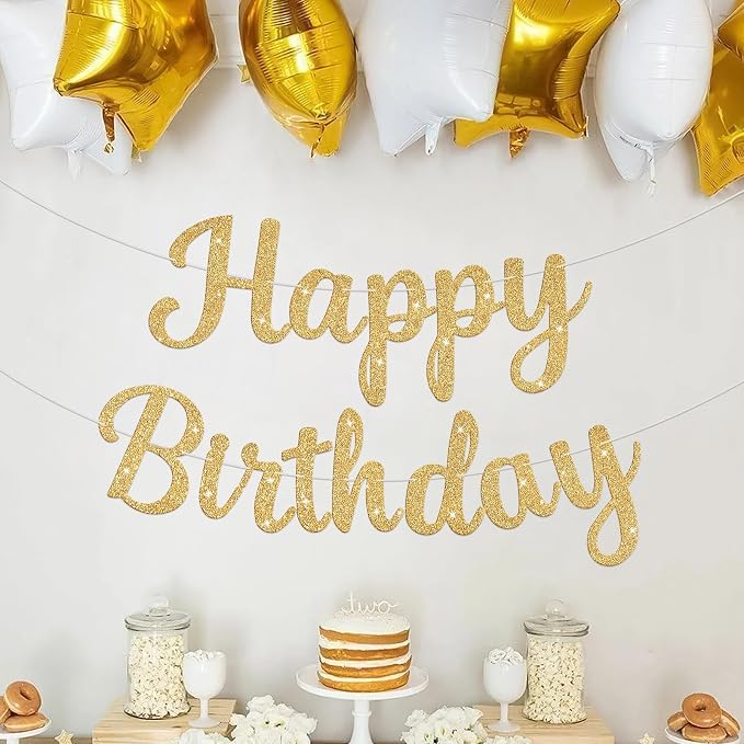 Glitter Happy Birthday Banner Sign Birthday Garland Wall Door Banners Flag - Image 7