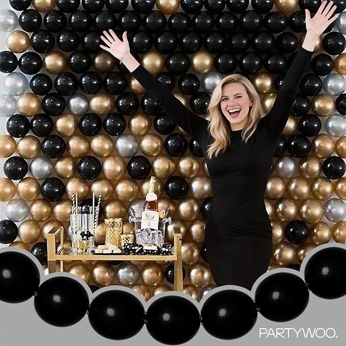 PartyWoo Black Linking Balloons 100pcs 6 Inch Black Link Balloons | - Image 8