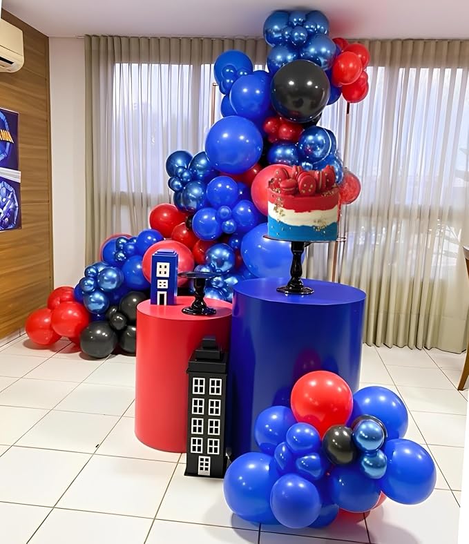 Black Red and Blue Balloons, 12Inch Spider Theme Balloon Metallic Silver Black - Image 6