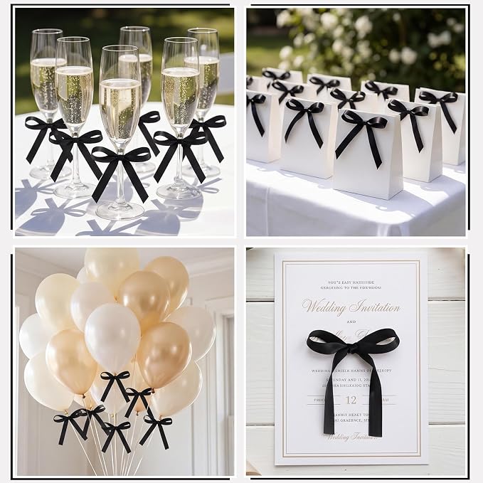 30PCS Black Ribbon Bows for Cakes Pre-Tied Bow Cake Toppers | Ready to Use Cake - Image 6