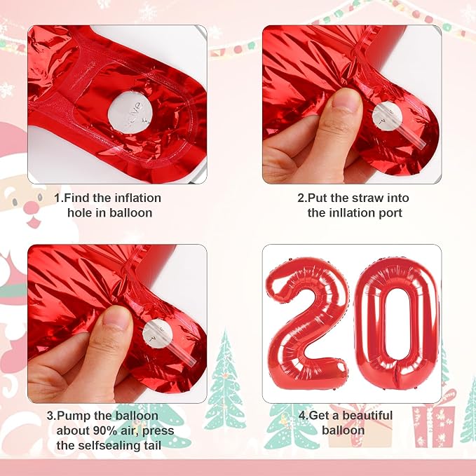 2026 Balloon Numbers Party Decorations, 40In Red Balloons | Eye-catching - Image 5