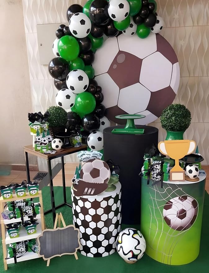 Soccer Balloons, Birthday Party Decor | Green and Black Soccer Printed Latex - Image 8