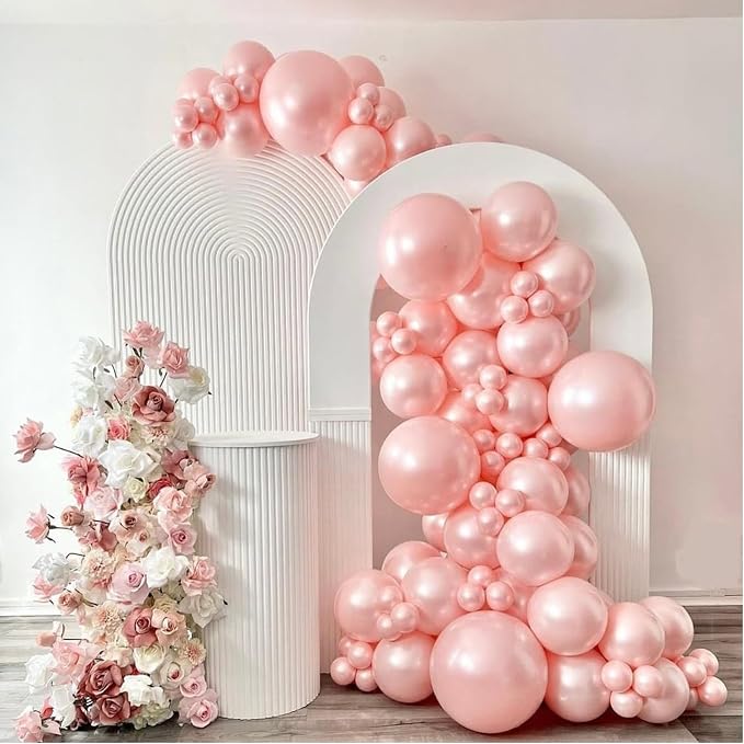 Double Stuffed Pearl Pink Balloon Garland Arch Kit | 18/12/10/5inch Different - Image 6