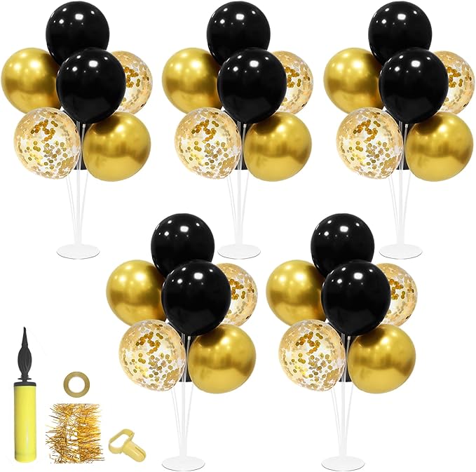 ZJDHPTY 5Set Black and Gold Balloon Stand Centerpiece Table Decorations | - Image 9