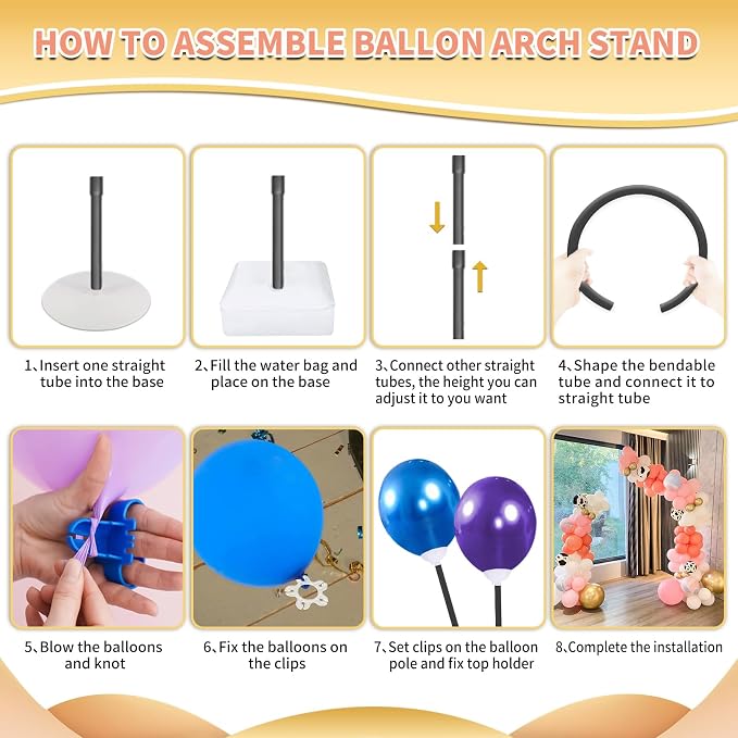 Bazen Balloon Arch Kits 8.2FT & 6FT Black Balloon Arch Stand - Image 7