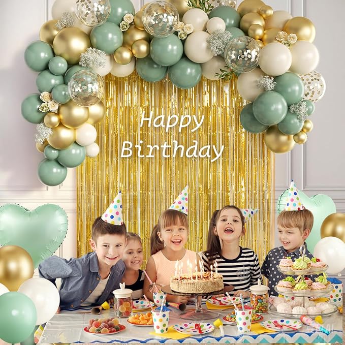 Sage Green Gold White Balloons Arch Kit - Image 7