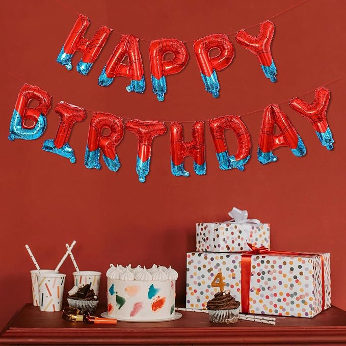 16 Inch Happy Birthday Balloons Banner Spider Theme Party Decorations | Foil - Image 7